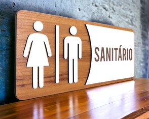 Placa de Sinalização | Sanitário - mdf 30x13cm Ref.: Ac0072a