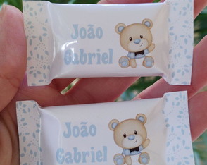 100 Balas Personalizadas Ursinho Lembrancinha