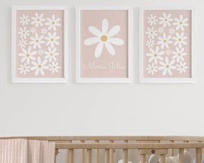 Quadros para Quarto de Bebê Margaridas e Nome