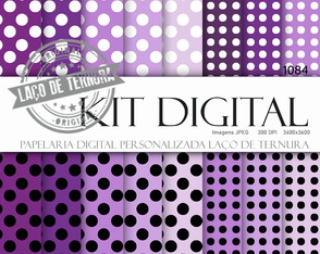 Papel Digital Combinação de Cores Uva com Poás e Círculos