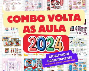 Combo Volta as Aulas 2025 Etiquetas Escolares Encadernação