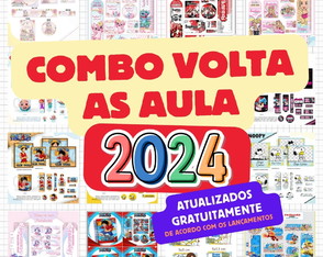 Combo Volta as Aulas 2024 Etiquetas Escolares Encadernação