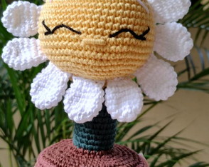 Vasinho de Margarida Amigurumi Crochê