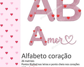 Matriz Bordado Alfabeto Coração