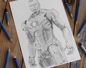 Desenho Realista - Homem de Ferro