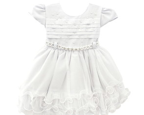 Vestido Infantil Branco Drapeado Daminha Batizado Menina