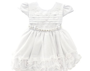 Vestido Infantil Branco Drapeado Daminha Batizado