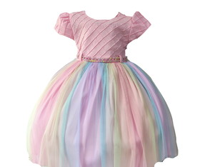 Vestido de Festa Infantil Arco Iris/ Colorido Bebe P ao G