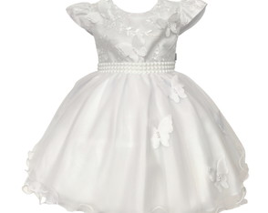 Vestido Infantil Batizado Branco Jardim das Borboleta