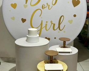 Locação Kit Pegue e Monte Chá Revelação Branco e Dourado