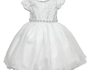 Vestido Batizado Infantil Branco Gliter Luxo