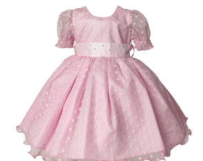 Vestido de Festa Infantil Rosa Bebe Poa