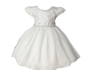 Vestido Luxo Festa Infantil Branco Peito Floral