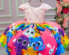 Vestido de Luxo Temático Bolofofos 03 Anos