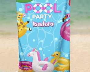 Toalha de Paia Festa na Piscina Pool Party Pool30