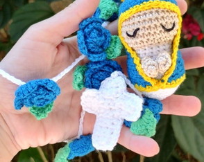 Terço Dezena Nossa Senhora Rosinhas Amigurumi Crochê