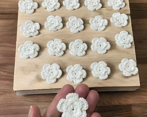 Flores de Crochê para Aplicação Branco com 20 Unidades