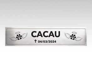 Placa Túmulo Pet em Aço Inox 26x6cm