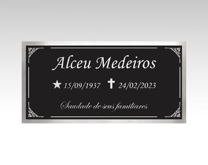 Placa Túmulo em Aço Inox 20x10cm Fundo Preto