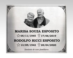 Placa Túmulo em Aço Inox com Foto 25x20cm