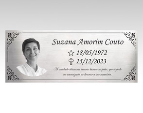Placa Túmulo em Aço Inox com Foto 30x12cm