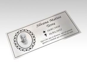 Placa Túmulo em Aço Inox com Foto 20x10cm