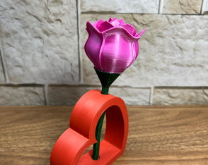 Coração com Rosa - Impressão 3d