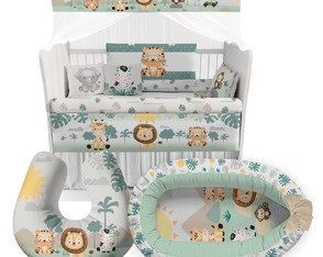 Kit Berço Completo Safari Verde Menino Bebê Ktpr221