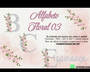 Matriz Bordado Alfabeto Floral