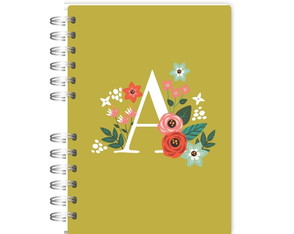 Caderno Personalizado Flowers Alfabeto Verde 15x21cm