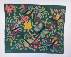 Belíssima Tapeçaria Artesanal - 1,33 x 1,10 - Desenho Floral