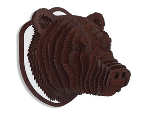 Cabeça de Urso Cor Madeira Decoração Parede