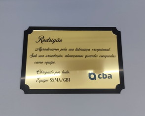 Placa de Homenagem em Acrílico Personalizado