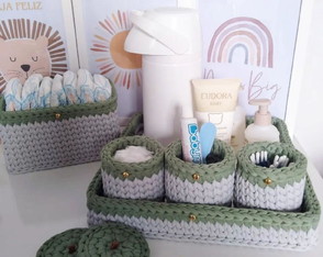 Kit Higiene Bebê em Crochê com Fio de Malha