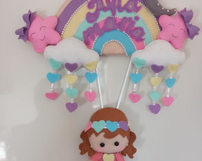 Porta Maternidade Nuvem de Amor Arco- Iris