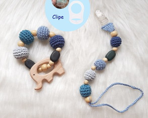 Mordedor Bolas e Prendedor de Chupeta Amigurumi