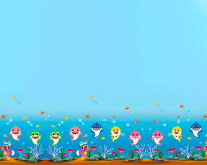 Tecido Baby Shark F. Azul 1 Barrado 140 x 100 cm Microfibra.
