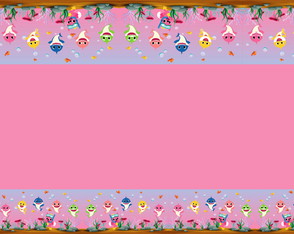 Tecido Baby Shark 2 Barrados Rosa 140 x 100 cm Microfibra.