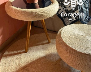 Tapete em Sisal Natural Redondo 100 x 100 cm Quarto Sala