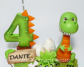 Topo de Bolo Dinossauro Personalizado