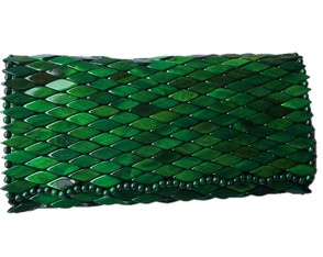 Bolsa Artesanal Madeira, de Mão, Verde Carteira sem Alça