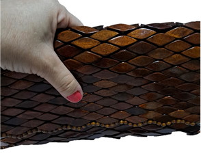 Bolsa Artesanal Madeira, de Mão, Marrom Carteira sem Alça
