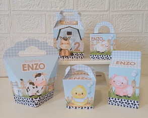 Kit 20 Caixas Fazendinha Menino