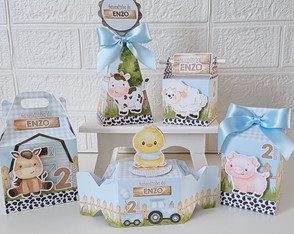 Kit 15 Caixas Fazendinha Menino Clássicas