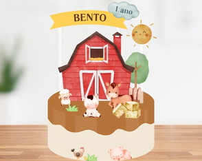 Kit Digital - Topo de Bolo Fazendinha