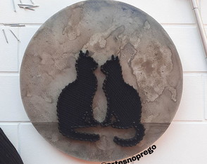 Quadro Gatos na Lua em String Art