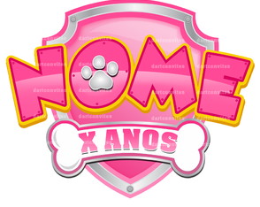 Logo Patrulha Canina Rosa Personalizado Digital