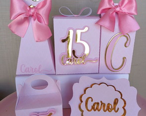 Kit de Personalizados 15 Anos Rosa 25peças