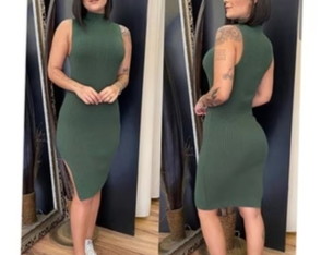 Vestido Midi Fenda Lateral