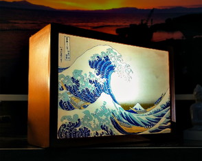 Luminária Abajur Led a Grande Onda de Kanagawa